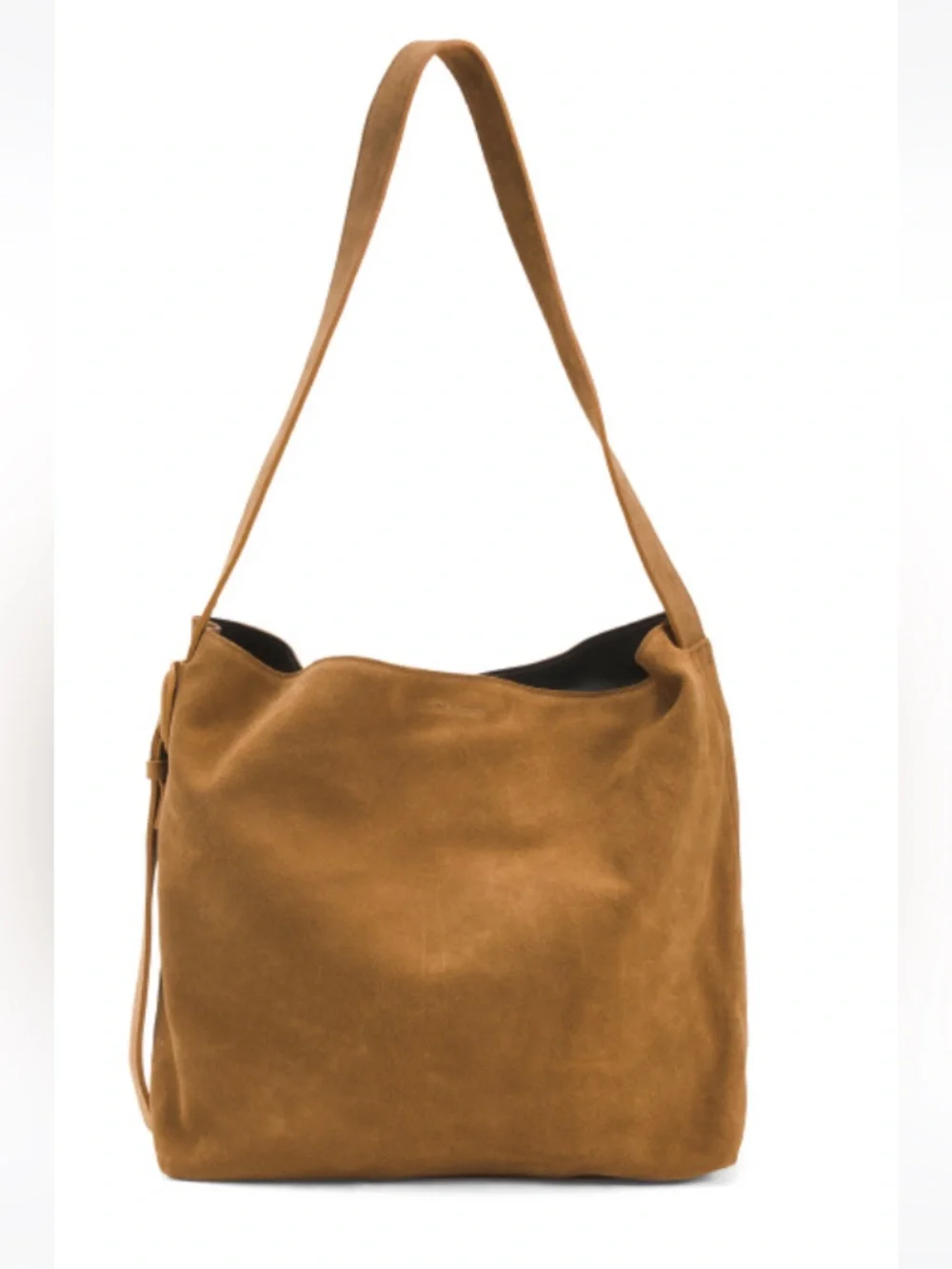 Dimoni Made in Spain Suede Hobo Shoulder Bag Tobacco Brown Adjustable Strap